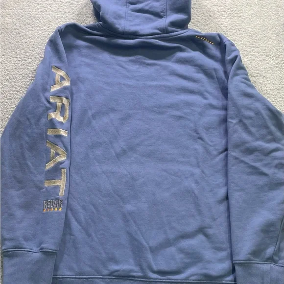 Ariat Rebar Women’s Hooded Pullover Light Blue Embroidered Large - Picture 5 of 9
